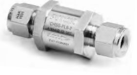 FITOK CH check-valve catalog example — compact hex body and tube-fitting ends; low-resolution reference, retain model-specific selection.