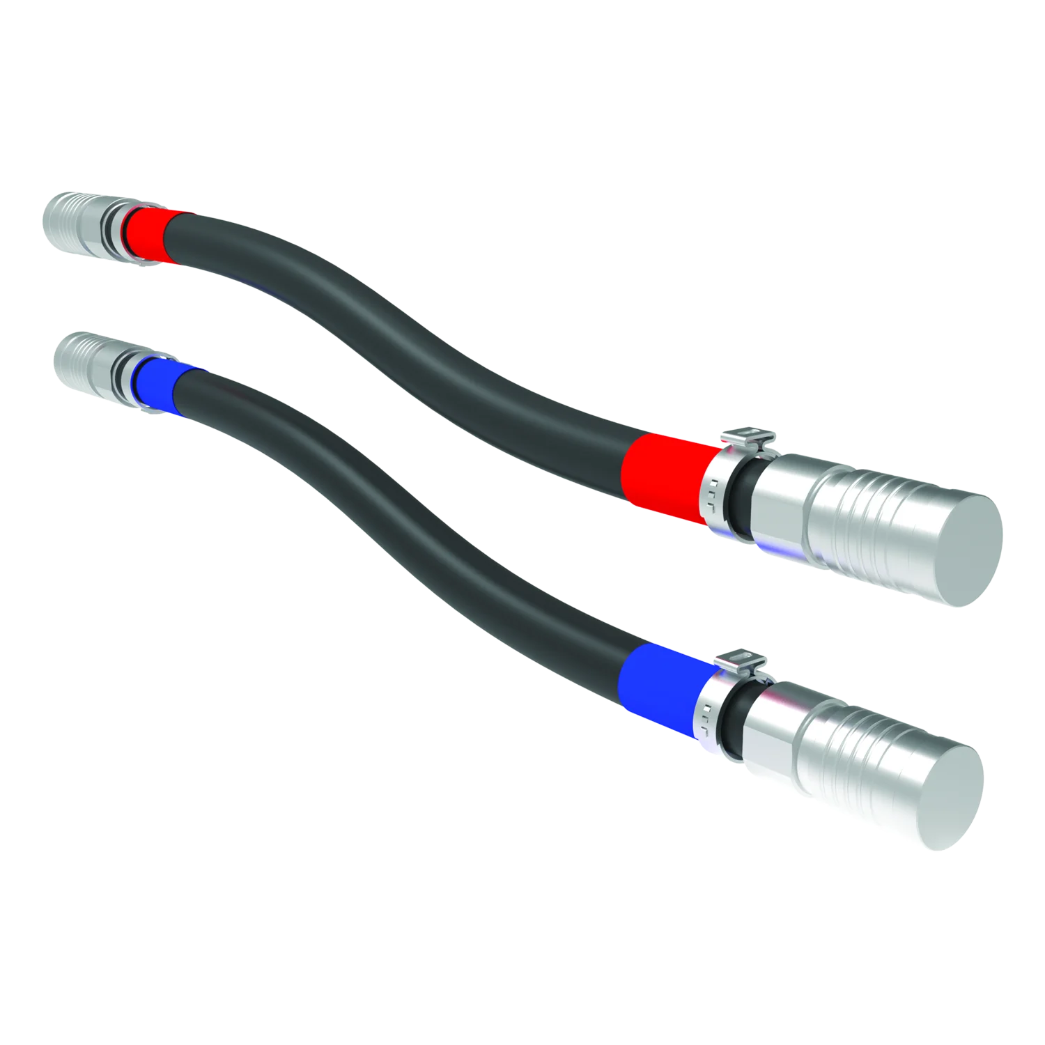 nVent HOFFMAN RackChiller RCH12001 connection-kit reference, two complete hose units with red/blue identification bands and visible end fittings.