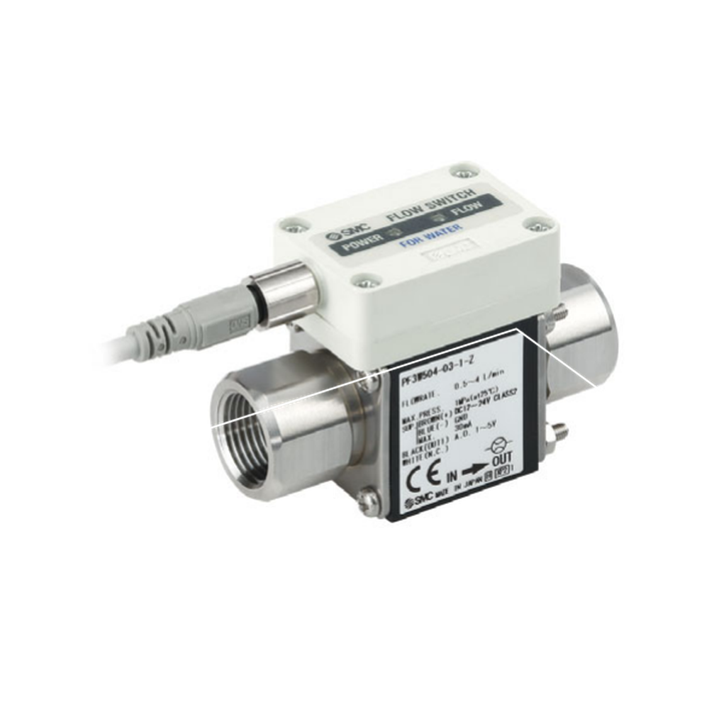 SMC PF3W504-03-1-Z remote water-flow sensor unit, manufacturer catalogue photograph.