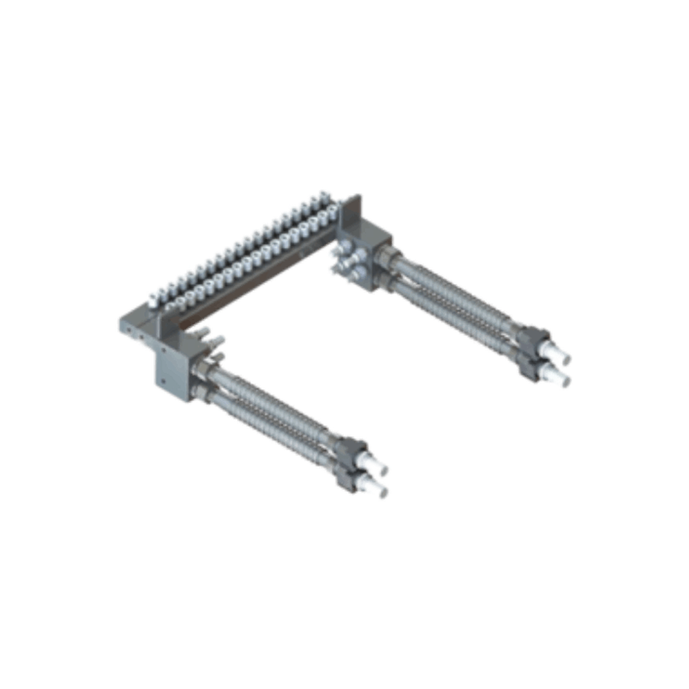 BEEHE node manifold, wide multi-branch reference configuration with two corrugated inlet legs.