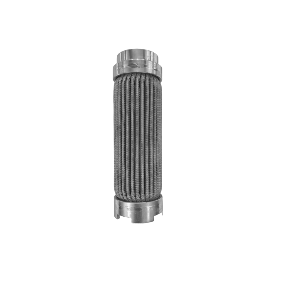 FITOK FH pleated metal-mesh replacement filter element, photographed separately from its housing.