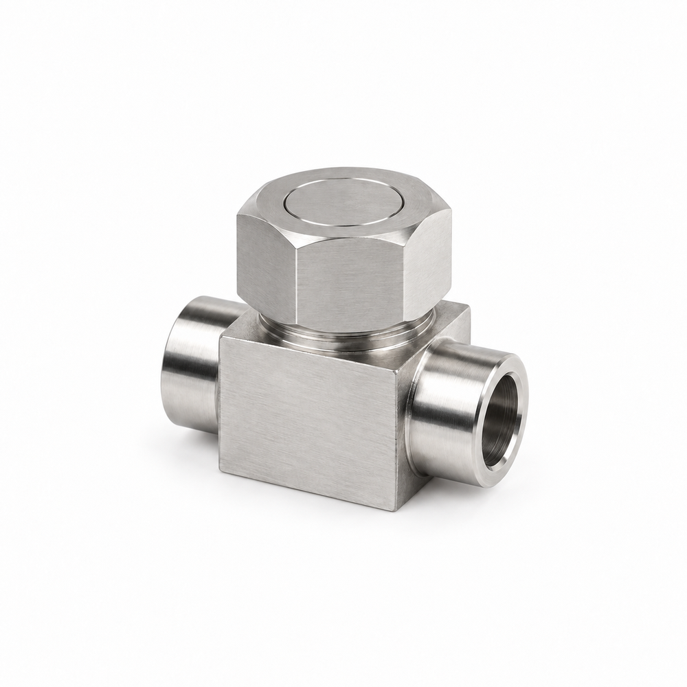 FITOK CL check-valve catalog example — union-bonnet body with top access; low-resolution reference, distinct from inline CV/CH constructions.